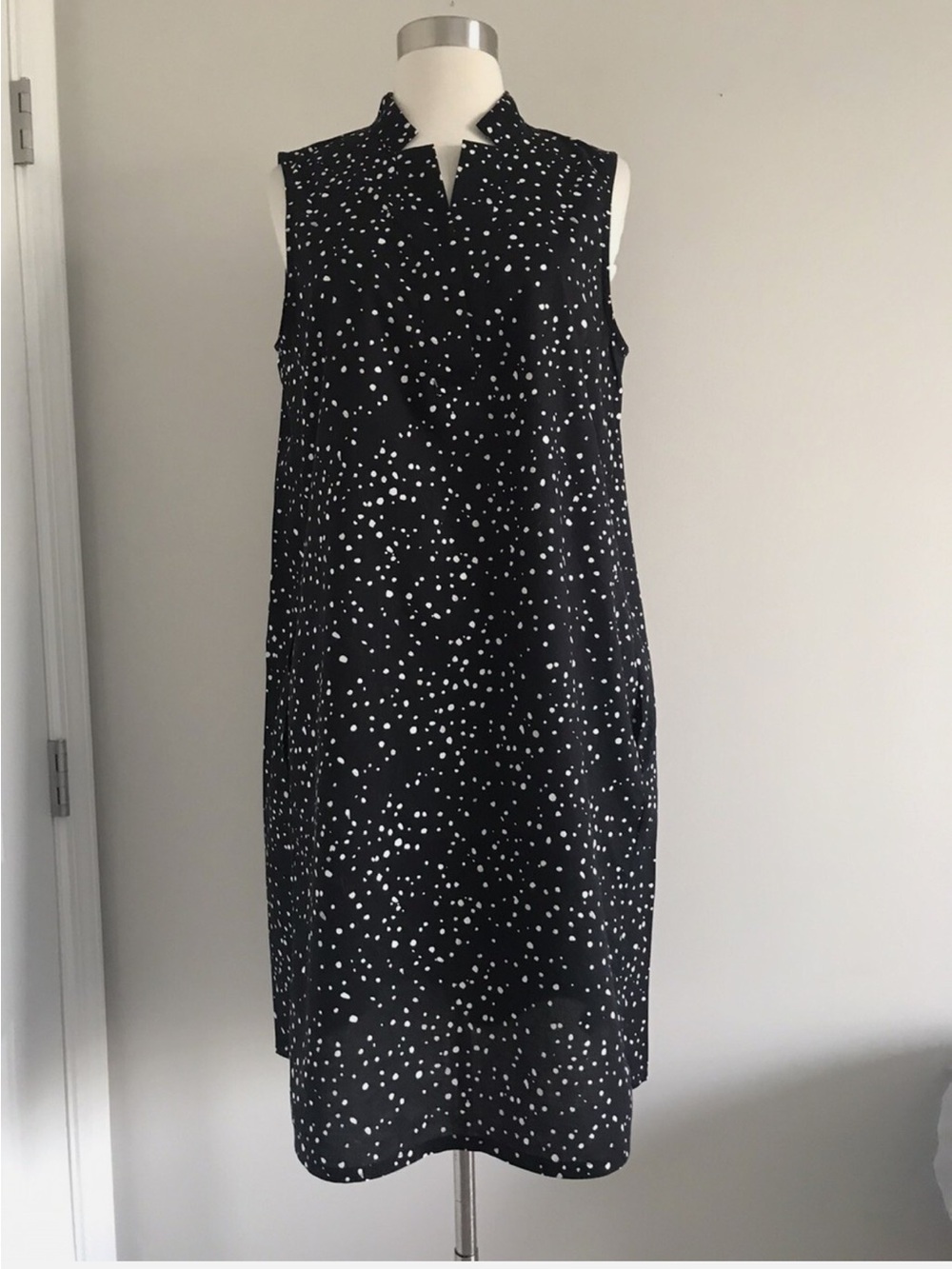 Eileen Fisher 100% Organic Cotton Polka Dot Shirt Dress Size Large